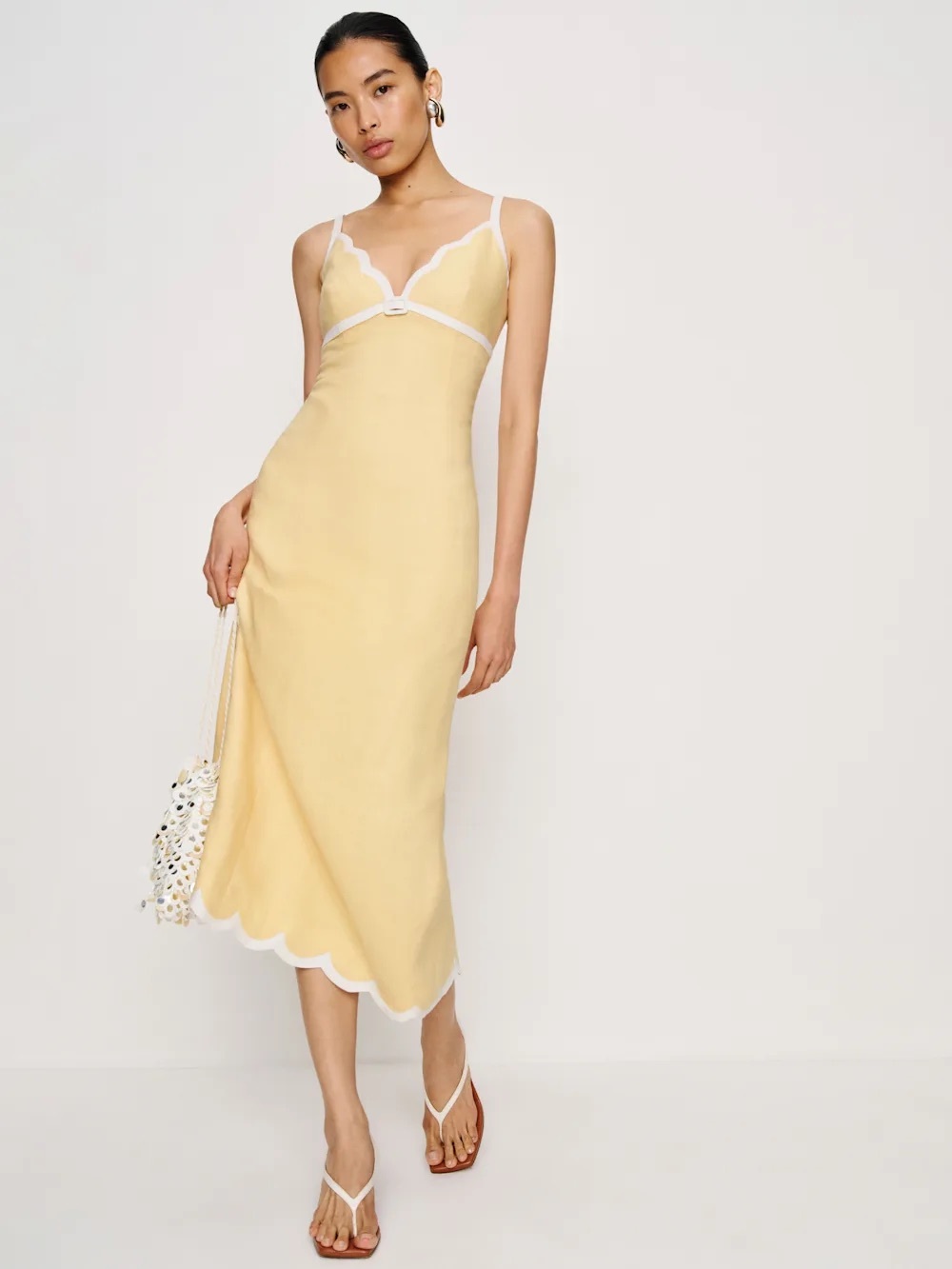 Reformation Petites Sara Linen Dress Yellow - Size 8P